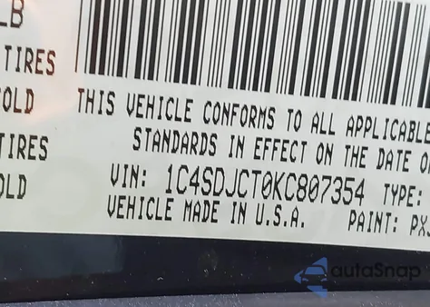 2019 Dodge Durango R/T Awd z USA, uszkodzony, nr VIN 1C4SDJCT0KC807354